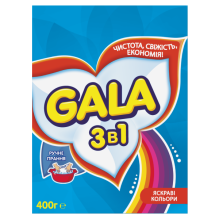 Пральний порошок Gala для ручного прання 3 в 1 Яскраві кольори 400 г (5410076265831)