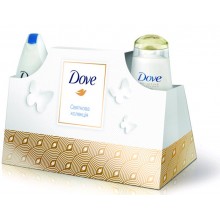 Подарочный набор Dove Праздничная Коллекция женский (Крем-мыло + Антиперспирант + Шампунь Крем-гель для душа + Косметичка)