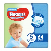 Подгузники детские Huggies Ultra Comfort 5, 12-22 кг 64 шт для мальчиков Giga Pack (5029053543697)