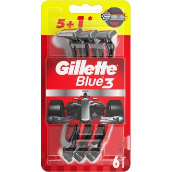 Бритви одноразові чоловічі Gillette Blue 3 Red and White 5+1 шт (7702018362585)
