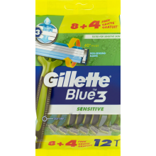 Станки для гоління Gillette Blue 3 Sensitive 8+4 шт (7702018467136)