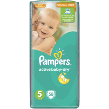 Подгузники Pampers Active Baby-Dry Размер 5 (Junior) 11-18 кг, 58 подгузников
