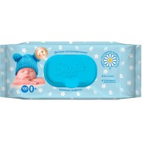 Детские влажные салфетки Smile Baby с экстрактом Ромашки и Алоэ с клапаном 100 шт (4823071648225)