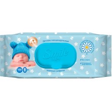 Вологі серветки для дітей Smile Baby з екстрактом Ромашки та Алоє з клапаном 100 шт (4823071648225)