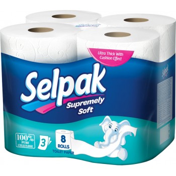 Туалетная бумага Selpak Soft  3 слоя  8 рулонов (8690530004450) 