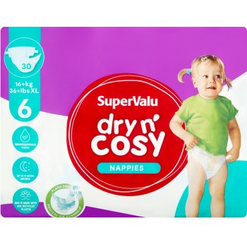 Подгузники SuperValu dry n'cosy 6 (16+кг) 30 шт (5099839642036)