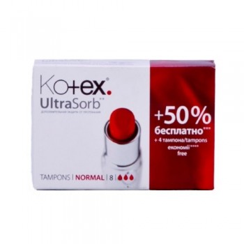 Гігієнічні тампони Kotex Normal 8+4 шт (2000000002194)