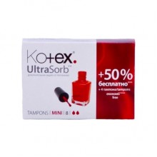 Гигиенические тампоны Kotex Mini 8+4 шт  (2000000001708)