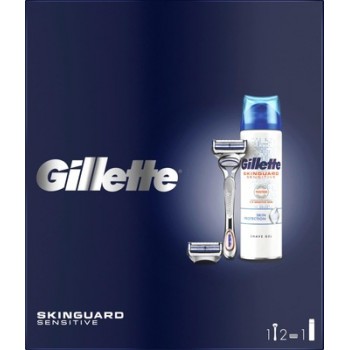 Набір чоловічий Gillette Skinguard Sensitive  (гель + станок + 2 касети) (7702018548651)