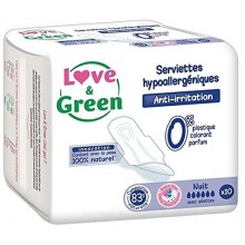 Гигиенические прокладки Love & Green Hypoallergenic Night 10 шт 6 капель (3700668700768)