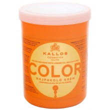 Маска для волос Kallos 1000 мл для окрашенных волос с льняным маслом и УФ-фильтром.