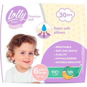 Подгузники детские Lolly Premium Soft 6 (16+кг) 30 шт (4820174981068)