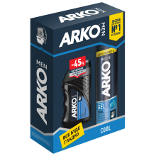 Подарунковий набір Аrko чоловічий  COOL. Гель для гоління Аrko  COOL 200 мл + Бальзам після гоління Аrko COOL 150 мл