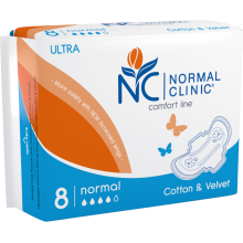 Гигиенические прокладки Normal Clinis Ultra Cotton & Velvet Normal 4 капли 8 шт (3800213302888)