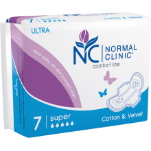 Гігієнічні прокладки Normal Cliniс Ultra Cotton & Velvet Super 5 крапль 7 шт (3800213302901)