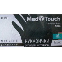 Рукавиці нітрилові неопудрені чорні Med Touch М 100 шт (4820226660422)
