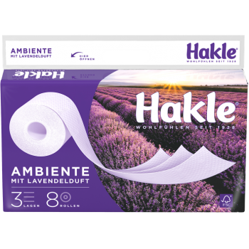 Туалетная бумага Hakle Ambiente mit Lavendelduft 8 рулонов 3 слоя (4260344220052)