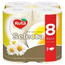Туалетная бумага Ruta Selecta Camomile 3 слоя 8 рулонов (4820023744790)