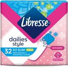 Ежедневные гигиенические прокладки Libresse Dailies Style So slim Deo 32 шт (7322540465099)