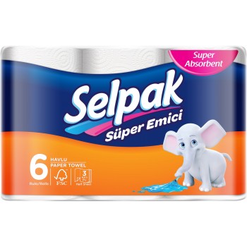 Бумажные полотенца Selpak 3 слоя 6 шт (8690530015043)
