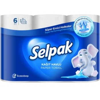 Бумажные полотенца Selpak 3 слоя 6 шт (8690530015043)
