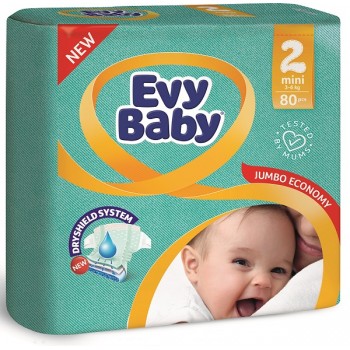 Подгузники детские Evy Baby Mini (2) от 3-6 кг 80шт (8690506458812)