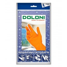 Перчатки латексные хозяйственные Doloni Household L оранжевые 1 пара (4820138021731)