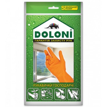 Перчатки латексные хозяйственные Doloni Household S оранжевые 1 пара (4820138021717)