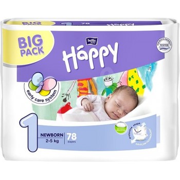 Підгузники дитячі Happy (1) newborn 2-5 кг 78 шт