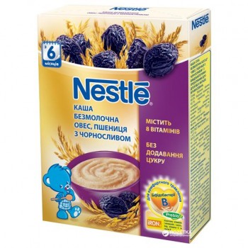 Безмолочная каша Nestle Помогайка Овес, пшеница с черносливом с 6 месяцев 200 г (7613035294165) 