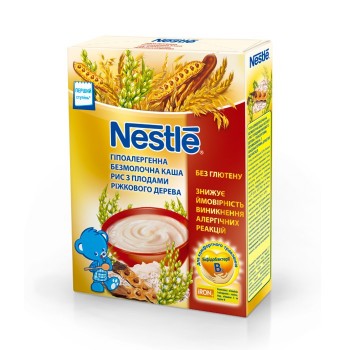 Безмолочна каша Nestle Помогайка Рисова з плодами ріжкового дерева з 5 місяців 200 г (7613032327880) 