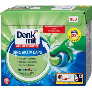 Гелеві капсули для прання Denkmit 3in1 Vollwascmittel 22 шт (ціна за 1 шт) (4058172755408)