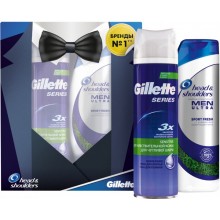 Подарунковий набір чоловічий Gillette (піна Gillette + шампунь Head&Shoulders) (8001090588319)