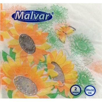 Серветка Malvar Соняшник 30х30 см 2-ох шарова 20 шт (4820227530571)