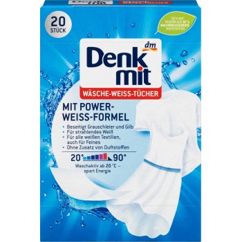 Активные салфетки Denkmit для стирки белых тканей 20 шт (4066447218510)