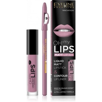 Набор Eveline губная помада №3 OH MY LIPS + карандаш для губ Max Intense Color №23 Rose (5901761966695)