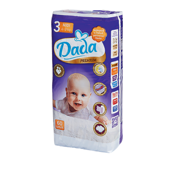 Подгузники детские DADA Premium  (3) midi 4-9кг  60 шт
