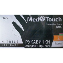 Рукавиці нітрилові неопудрені чорні Med Touch L 100 шт (4820226660439)