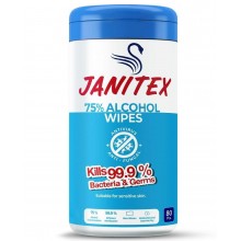 Салфетки влажные дезинфицирующие Janitex 75% спирта банка 80 шт (860004431466)