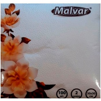 Салфетка Malvar белая 30*30 см 2-ох шаровые 100 шт (4820227530403)