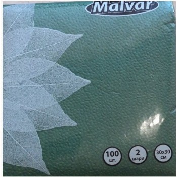 Салфетки Malvar зелёна 30*30 см 2-ох  шаровые 100 шт (4820227530410) 