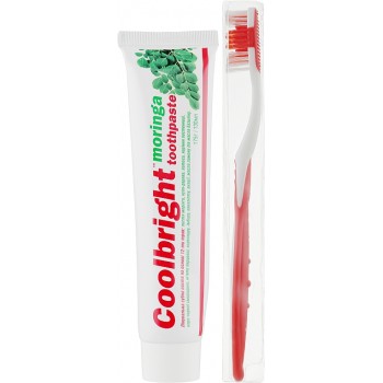 Зубна паста Coolbright Moringa 130 мл + зубна щітка (6932759368114)