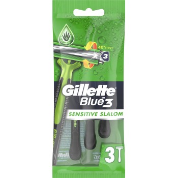 Бритви одноразові чоловічі Gillette Blue 3 Sensitive Slalom 3 шт (7702018547333)