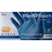Перчатки нитриловые неопудренные голубые Med Touch М 100 шт (4820226661085)