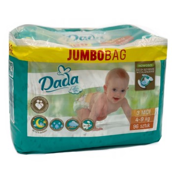 Підгузники дитячі DADA Extra Soft (3) midi 4-9кг Jumbo Bag 96 шт (5903714441280)