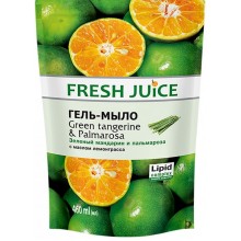 Рідке гель-мило Fresh Juice зелений Мандарин і Пальмароза дой-пак 460 мл  (4823015937200)
