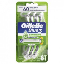 Станки для гоління Gillette Blue 3 Sensitive 6 шт (7702018490165)