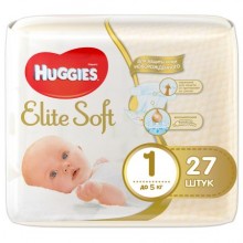 Подгузники детские Huggies Elite Soft 1, 2-5кг 27шт.