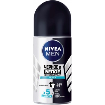 Дезодорант роликовий для мужчин Nivea Невидимый для черного и белого Fresh 50мл (4005900378422)
