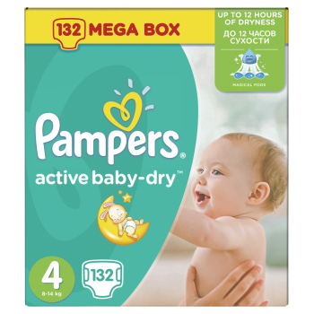 Підгузники дитячі Pampers Active Baby (4) Maxi  8-14 кг 132 шт. Mega Pack